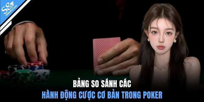 Bảng so sánh các hành động cược cơ bản trong poker
